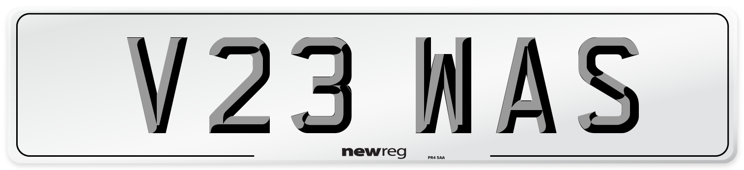 V23 WAS Number Plate from New Reg